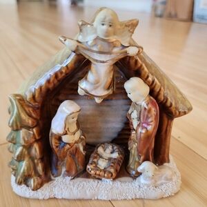 Vintage Ceramic Nativity Scene Christmas Figurine Statue Holiday Decor Creche